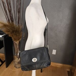 COACH Hamilton Black Handbag Satchel Shoulder Bag Pebble Leather